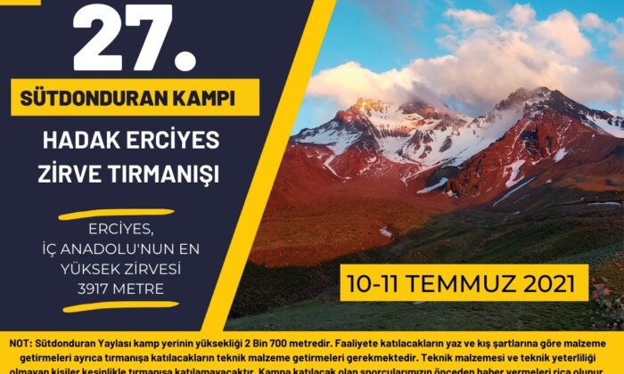 27. Sütdonduran Kampı ve HADAK Zirve Tırmanışı 10 Temmuz’da yapılacak