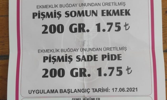 Adana’da ekmeğin fiyatı 1.75 TL oldu