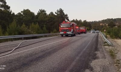 Alev alan kamyon bomba gibi patladı