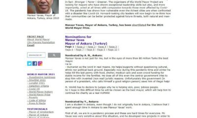 Ankara Büyükşehir Belediye Başkanı Yavaş, “World Mayor’da” finale kaldı