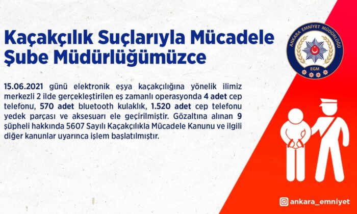 Ankara merkezli eşya kaçakçılığı operasyonunda 9 kişi gözaltına alındı
