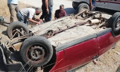 Araba şarampole devrildi: 1 yaralı