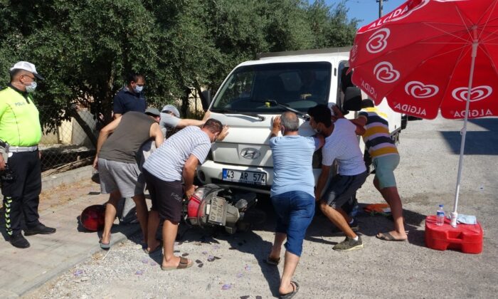 Başındaki kask sayesinde ölümden döndü