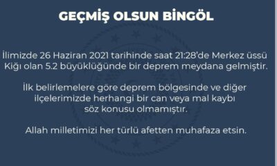 Bingöl Valiliğinden  deprem açıklaması: “Herhangi bir can veya mal kaybı söz konusu olmamıştır”