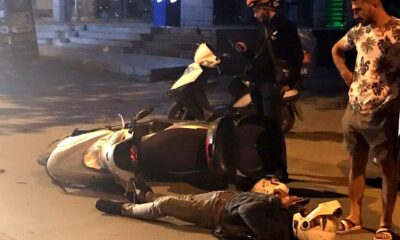 Bomboş yolda iki motosikletli kurye kaza yaptı, biri yaralandı