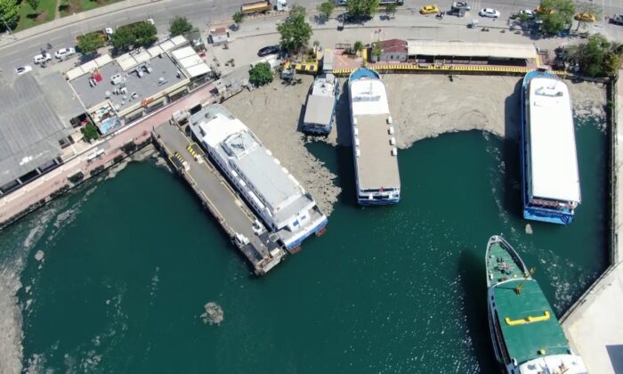 Bostancı’da devam eden müsilaj temizliği havadan görüntülendi