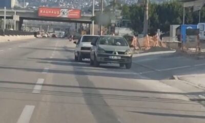 Bursa’da şaşkına çeviren görüntü…Arızalı otomobili kara yolunda ters çekti