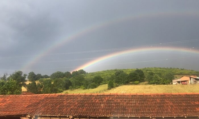 Çanakkale’de çifte gökkuşağı manzarası
