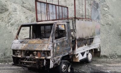 Çıkan yangında kamyonet küle döndü