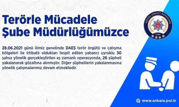 DEAŞ terör örgütüne yönelik eş zamanlı operasyon: 26 gözaltı