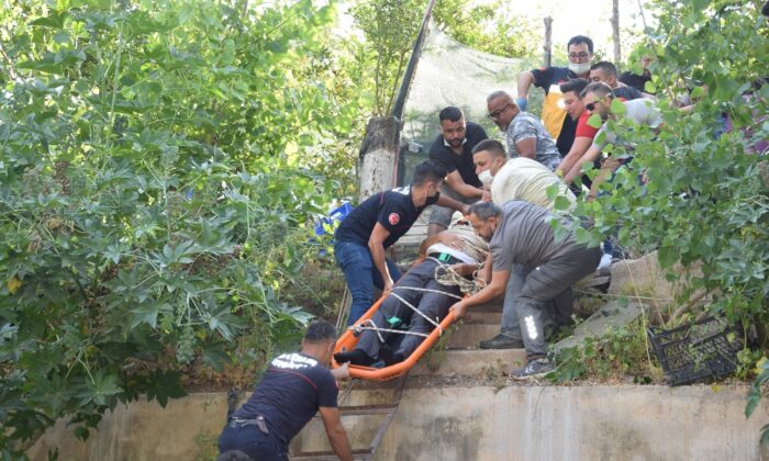 Dere yatağına düşen kişiyi kurtarma seferberliği