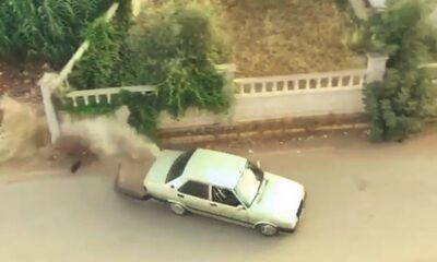 Drift yaparken köpeği görüp kontrolden çıktı, duvara çarparak durabildi