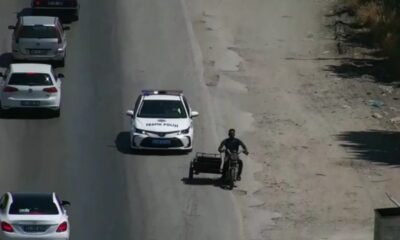 Drone ile tespit edilen plakasız motosiklet sürücüsü, kovalamaca sonucu yakalandı