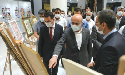 Ebru ve hat sanatçısı müezzinden Filistinlilere destek sergisi