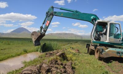 Eleşkirt Ovasında sulama kanallarında temizlik çalışması başladı