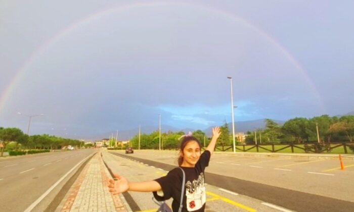 Fırtınanın ardından çifte gökkuşağı Denizli semalarını süsledi