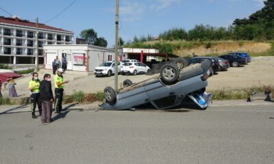 Freni boşalan otomobil takla attı: 1 yaralı