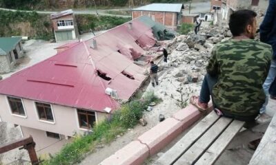 Giresun’da yol genişletme çalışması sırasında patlatılan dinamitler az kalsın faciaya neden olacaktı