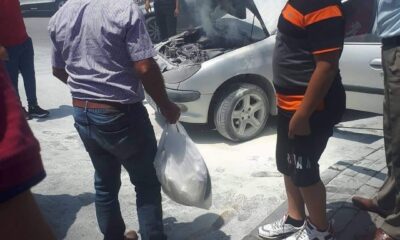 Hareket halindeki araç alev aldı