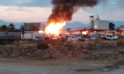 Hurdalıktaki araçlar alev alev yandı