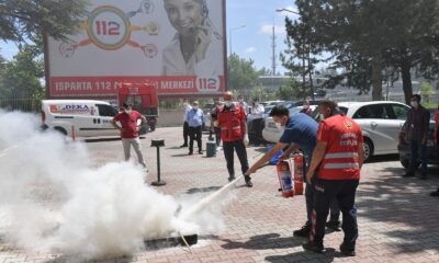 Isparta’da 112 Acil Çağrı Merkezi personeline yangın eğitimi verildi