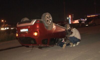 İstanbul Havalimanı yolunda bir araç takla attı