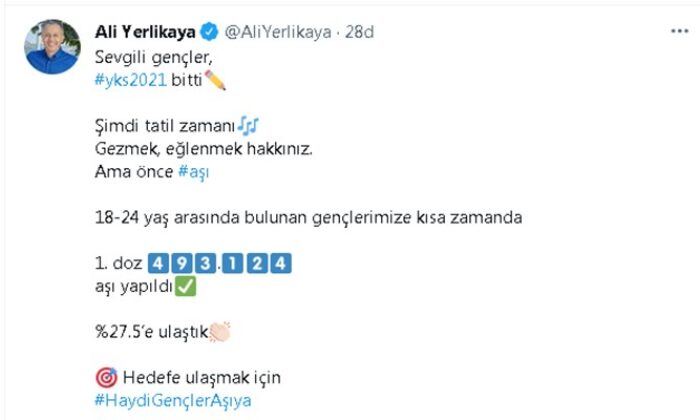 İstanbul Valisi Ali Yerlikaya’dan gençlere aşı çağrısı