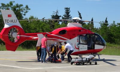 Kalp krizi geçiren 48 yaşındaki şahıs ambulans helikopter ile hastaneye yetiştirildi