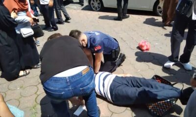 Kalp krizi geçiren adama polisten kalp masajı