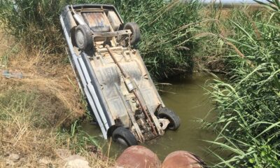 Kanala düşen otomobilden burnu bile kanamadan kurtuldu