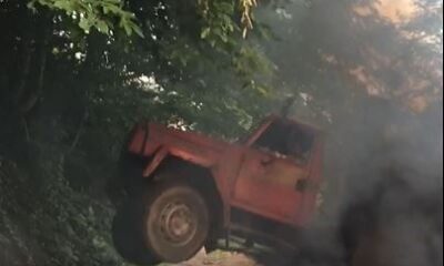 Karadenizli orman işçilerinin zorlu arazideki mücadelesi cep telefonu ile görüntülendi