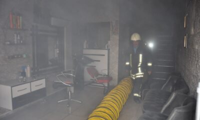 Karaman’da bir iş yerinin bodrum katında çıkan yangın korkuttu