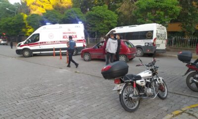 Kask motosiklet sürücüsünün hayatını kurtardı