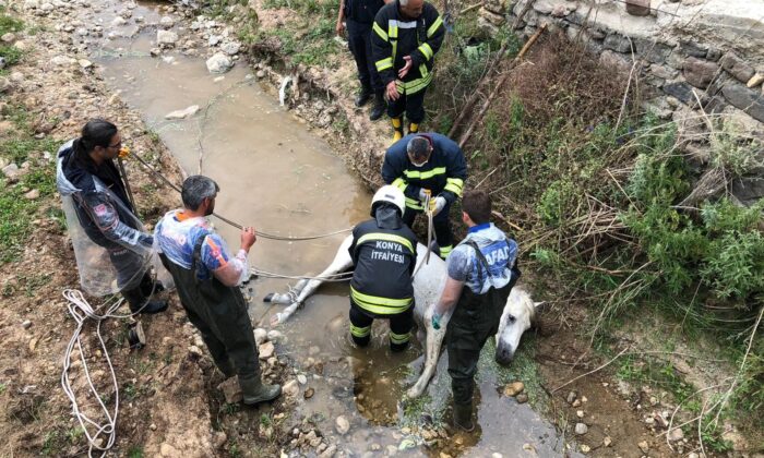 Konya’da itfaiyeden at kurtarma operasyonu