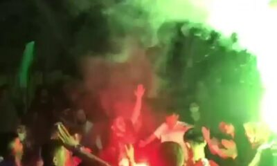 Korona virüse rağmen meşaleli danslı asker eğlencesi