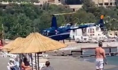 Marmaris’te plaja helikopter indi