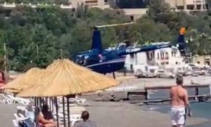 Marmaris’te plaja helikopter indi
