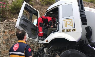 Mazot yüklü tanker şoförü ölümden döndü