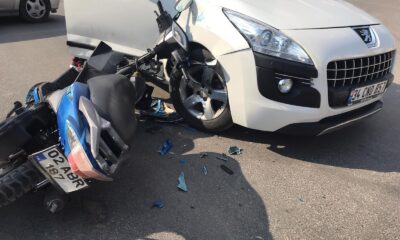 Motosiklet ile otomobil çarpıştı: 1 yaralı