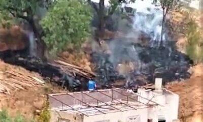 Örtü yangınına ilk müdahaleyi vatandaşlar yaptı