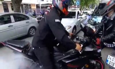 (Özel) Bağdat Caddesinde düğün konvoyunun önünü kesen motosikletliler pes dedirtti