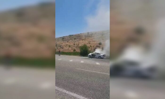 Sağlık ekipleri bu defa araç yangınını söndürdü