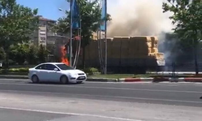 Saman yüklü tır alevlere teslim oldu