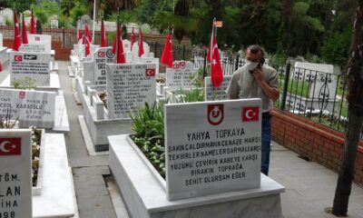 Samsun’da hırsız şehitlikteki bayrağı çaldı