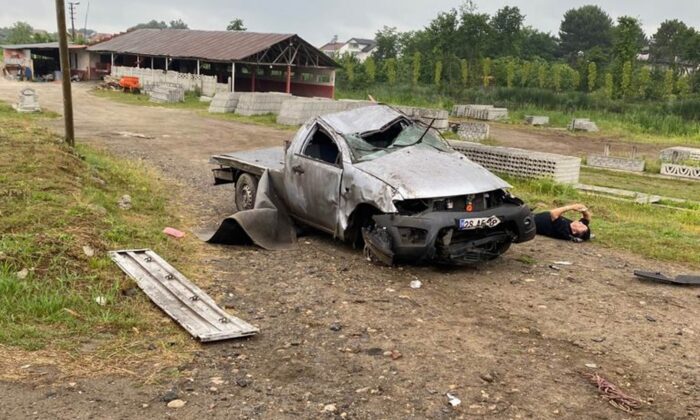 Samsun’da kamyonet takla attı: 1 yaralı