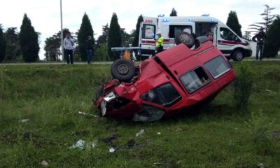 Samsun’da minibüs takla attı: 1 yaralı