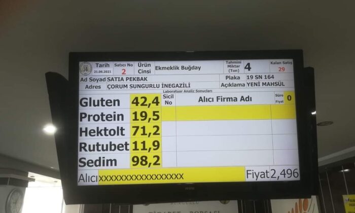 Sezonun ilk ekmeklik buğdayı borsada satıldı