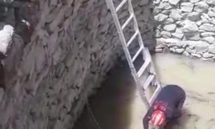 Su dolu kuyuya düşen köpeği itfaiye kurtardı