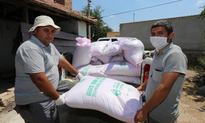 Tarlaları yanan çiftçilere tohumluk buğdayları dağıtıldı