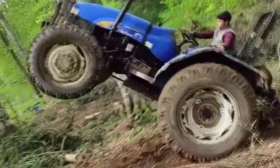 Traktör sürücüsü yürekleri ağza getirdi